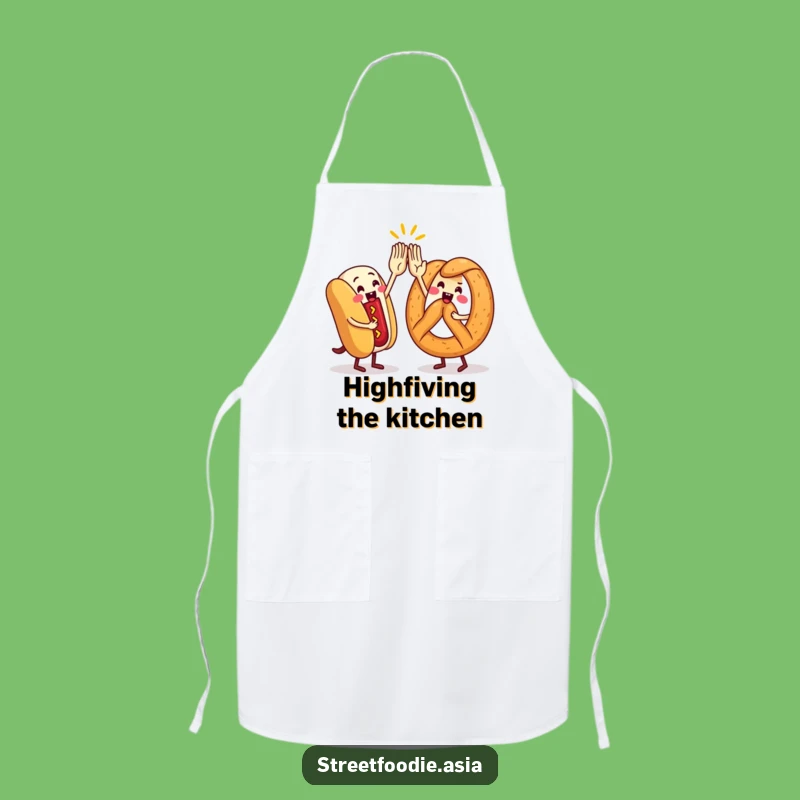 Funny Street Food High-Five Apron: Cook with Friends and Foodie Flair