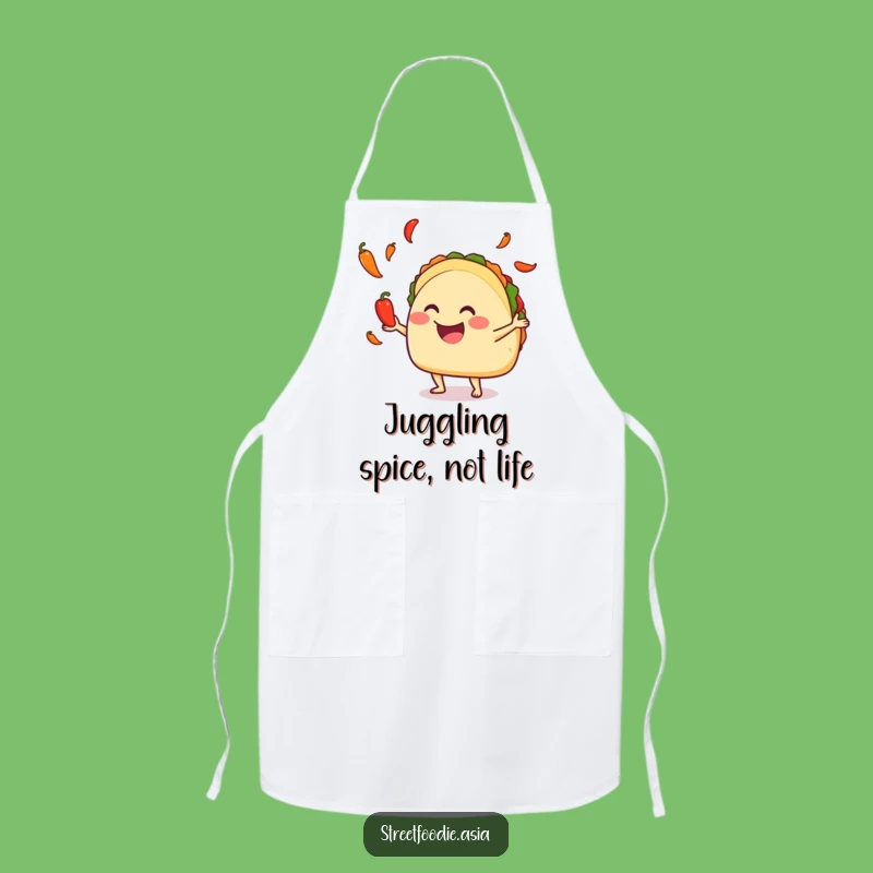 Funny Juggling Taco Apron, Chef Pepper Apron, Hilarious Kitchen Gift