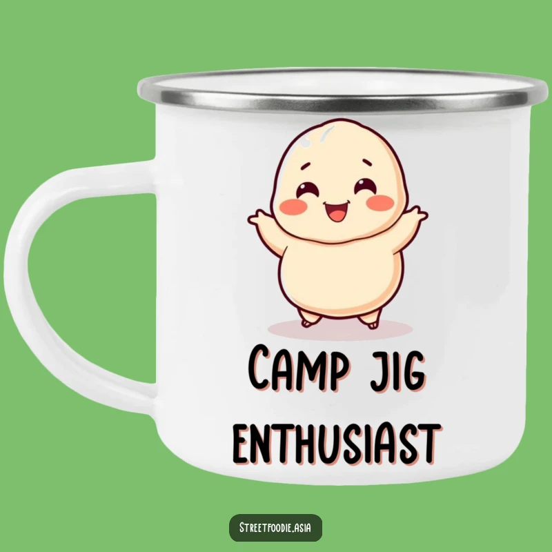 Funny Dumpling Camping Mug: Jigging Character for Outdoor Merriment