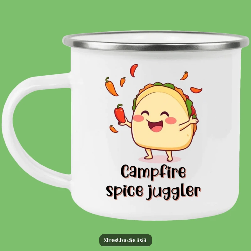 Funny Juggling Taco Camping Mug, Durable Pepper Cup, Hilarious Outdoor Gift
