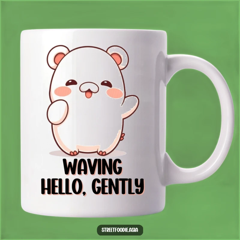 Funny Shy Bao Wave Mug: Adorable Character Greeting for a Gentle Soul