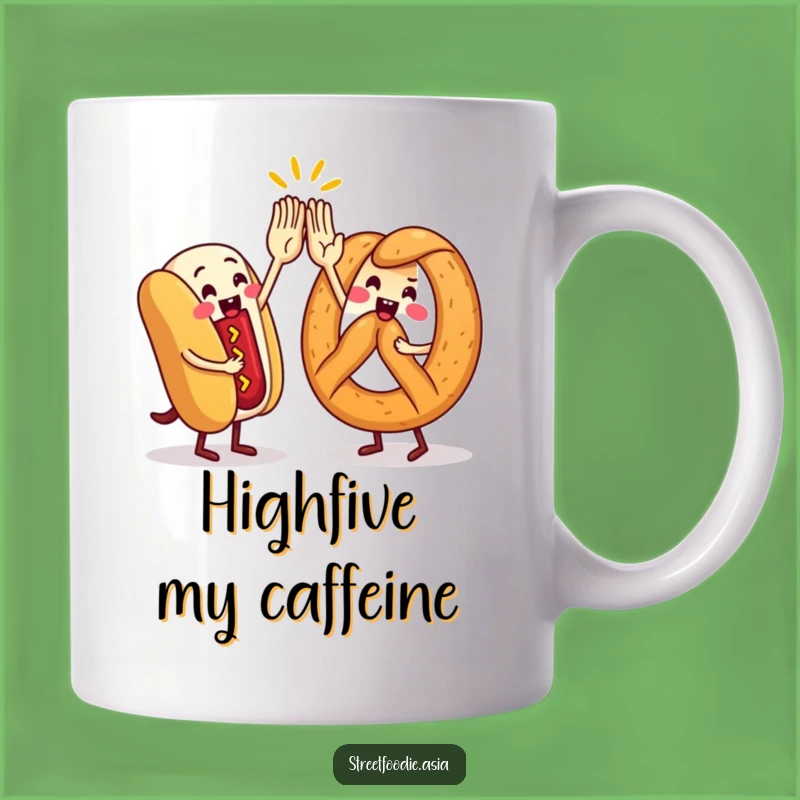 Funny Street Food High-Five Mug: Celebrate Friendship with Foodie Humor