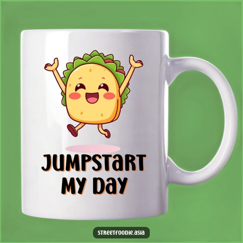 Funny Taco Jump Mug: Celebrate with Joyful Mexican Food Humor, a Perfect Gift