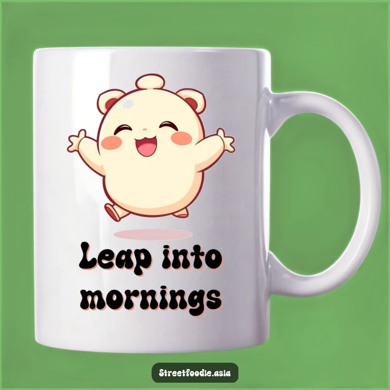 Funny Smiling Dumpling Mug: Joyful Cartoon Character for a Perfect Foodie Gift