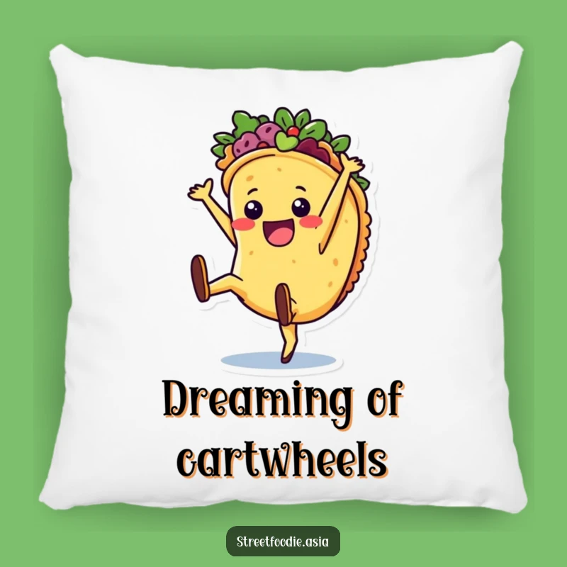 Funny Taco Cartwheel Pillow: Soft Comfort with a Joyful Foodie Design