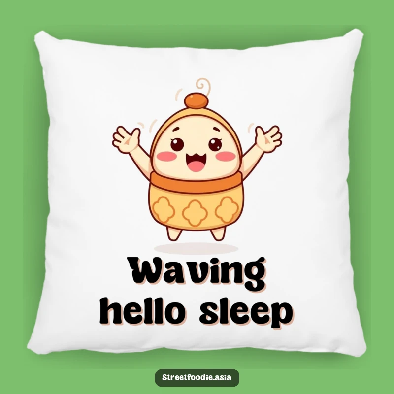 Funny Dim Sum Pillow: Cozy Waving Character for Comfy, Cheerful Homes