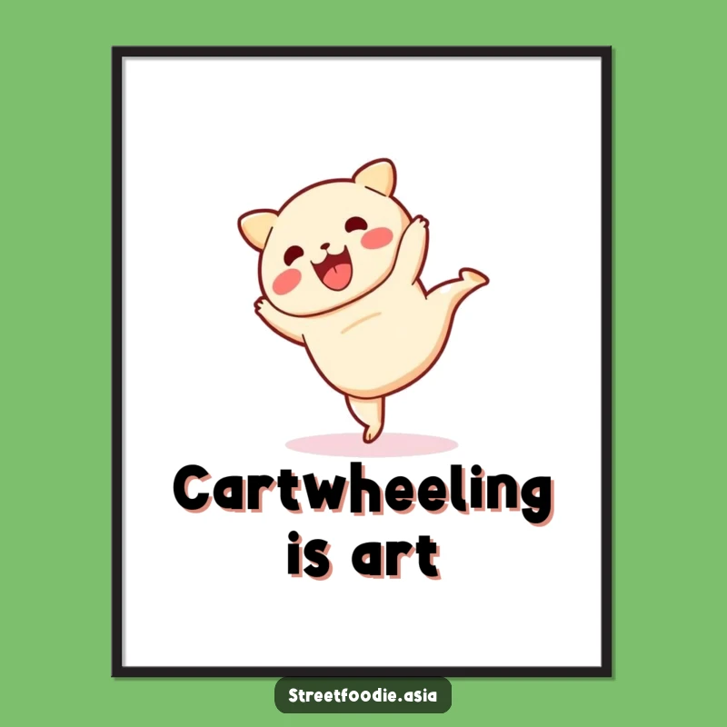 Funny Dim Sum Cartwheel Digital Art: Instantly Brighten Your Space with Humor