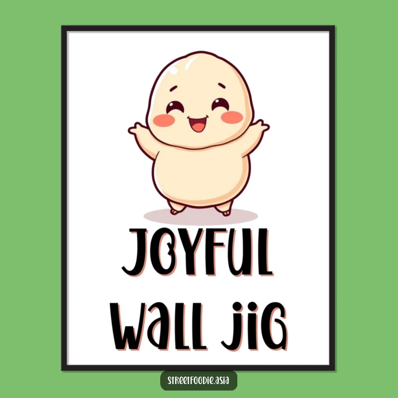 Funny Dumpling Digital Art: Jigging Character Print for Joyful Decor