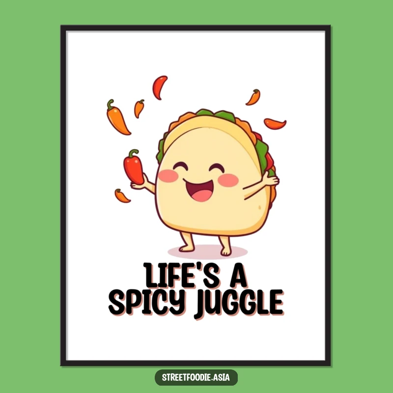 Funny Juggling Taco Digital Print, Instant Pepper Art, High-Res Hilarious Gift
