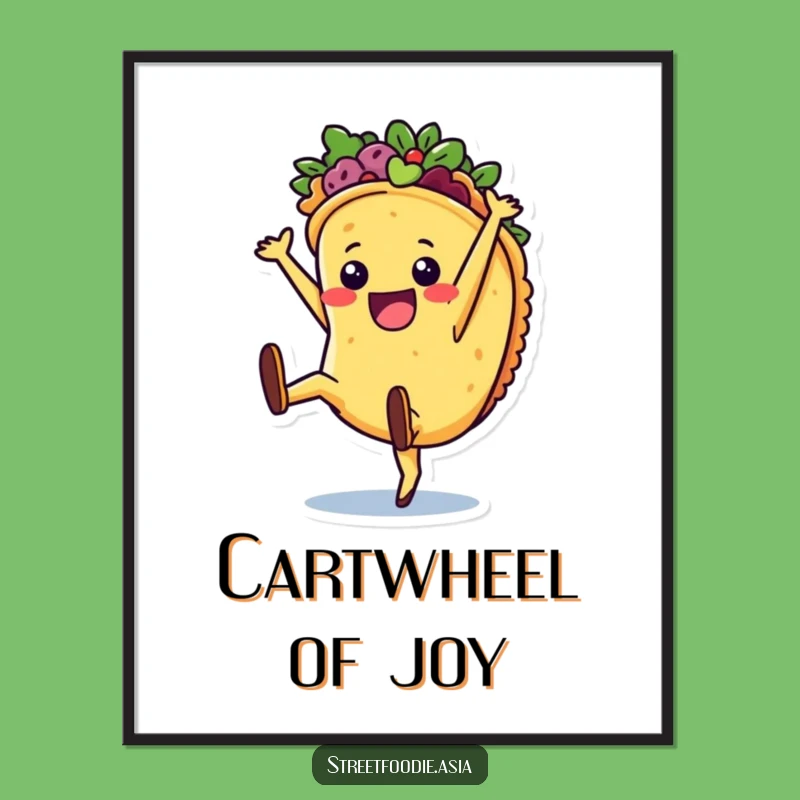 Funny Taco Cartwheel Digital Art: Instant Fiesta Decor for Food Lovers