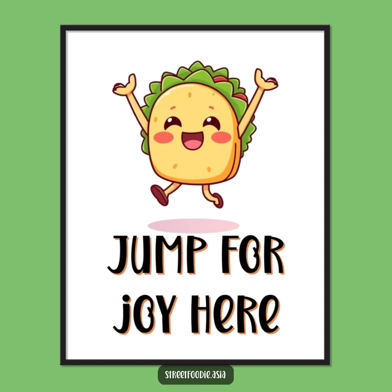 Funny Taco Jump Digital Print: Instant Fiesta for Your Walls, Memorable Gift