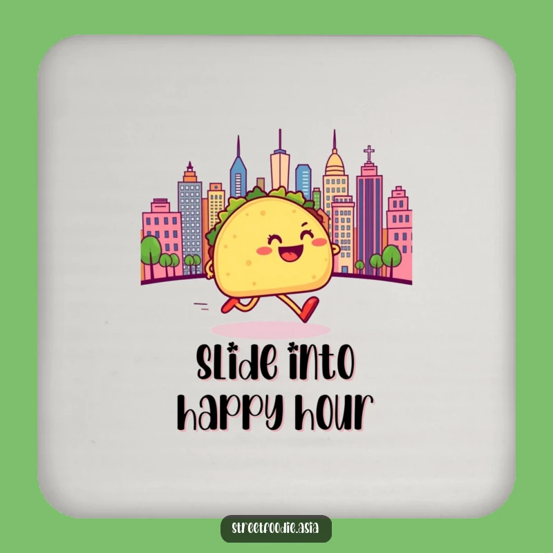 Funny Taco City Coaster Set: Protect Surfaces with Humorous Foodie Art Gift