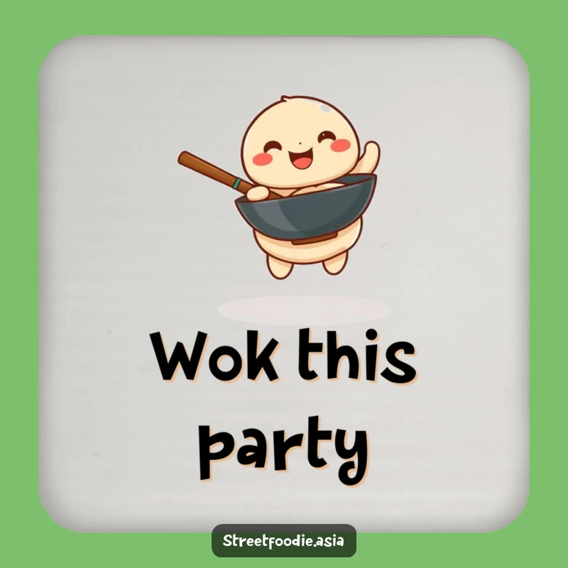 Funny Dumpling Wok Coaster Set: Protect Surfaces with Humorous Foodie Art Gift