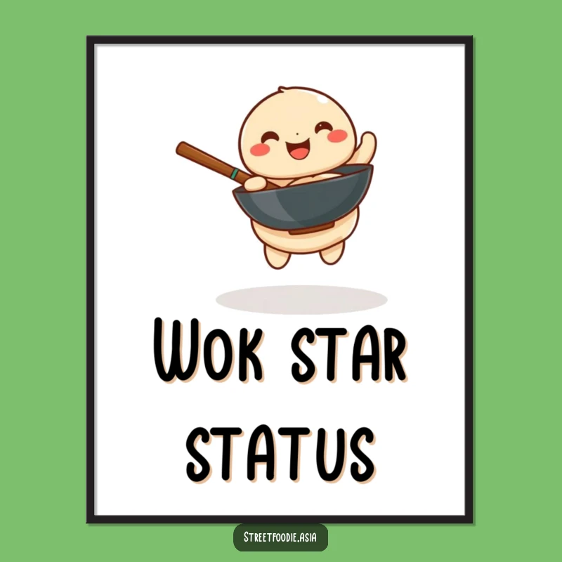 Funny Dumpling Wok Poster: Vibrant Art & Hilarious Foodie Decor Gift