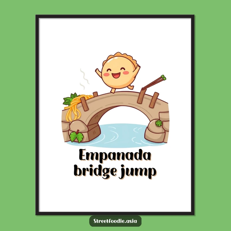 Funny Empanada Noodle Poster: Vibrant Art & Hilarious Food Adventure Decor Gift