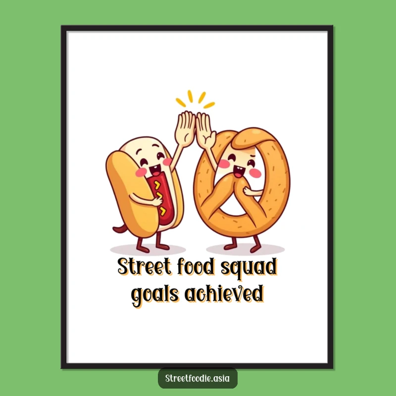 Free Printable Street Food Wall Art: High-Five Characters Downloadable Decor