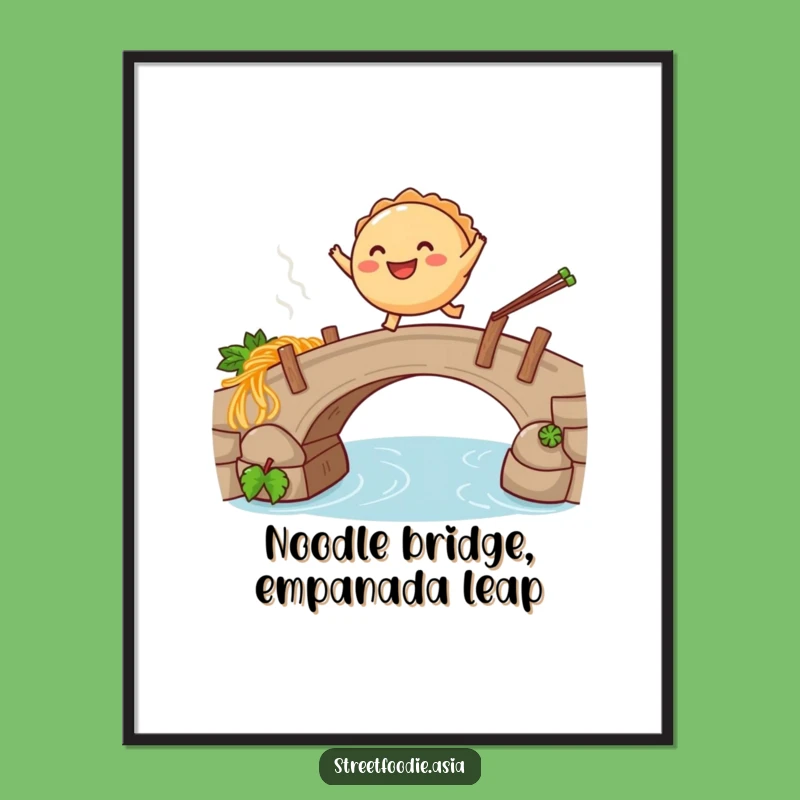Free Printable Wall Art: Funny Empanada Noodle Leap, Downloadable Decor for Whimsical Spaces