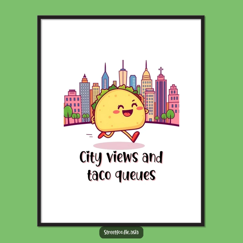 Free Printable Wall Art: Funny Taco Runner Art, Downloadable Decor for Foodie Fun