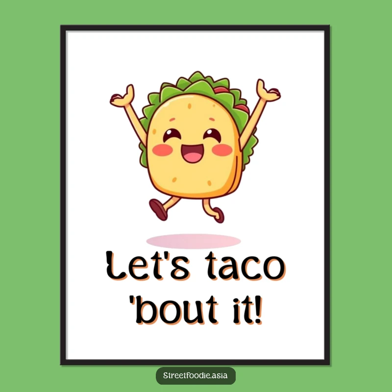 Happy Taco Art Free Printable: Festive Jump Wall Decor Downloadable!