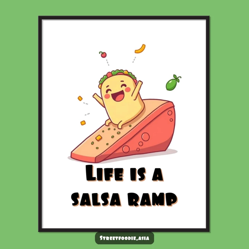 Free Printable Wall Art: Funny Burrito Salsa Ramp, Downloadable Decor for Foodie Fun