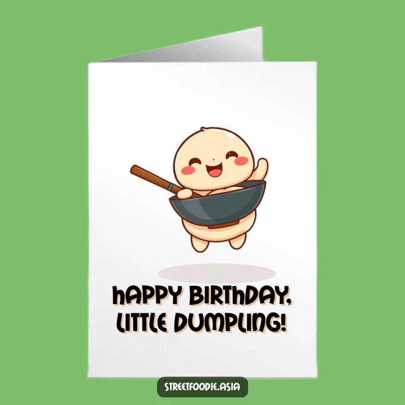 Free Printable Birthday Dumpling Card: Funny Wok Spinner, Downloadable Gift for Fun Times