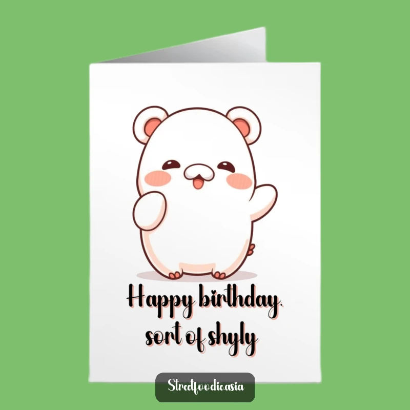 Free Printable Bao Birthday Card: Shy Waving Character Downloadable Greeting