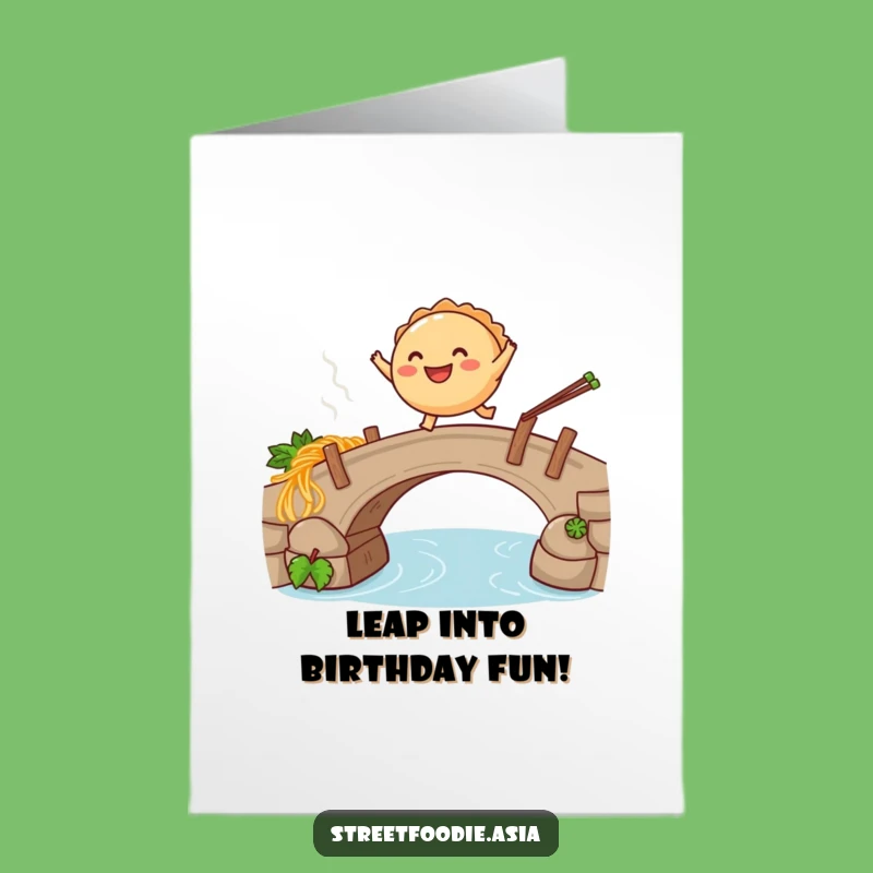 Free Printable Birthday Empanada Card: Funny Noodle Leap, Downloadable Gift for Joyful Celebrations