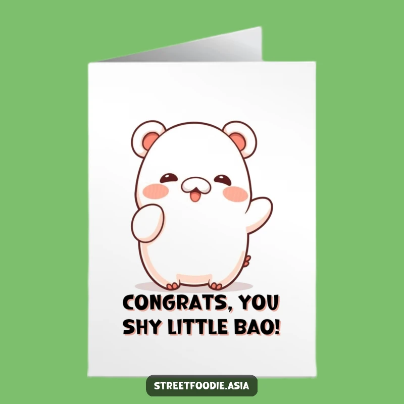 Free Printable Bao Congrats Card: Shy Waving Character Downloadable Greeting