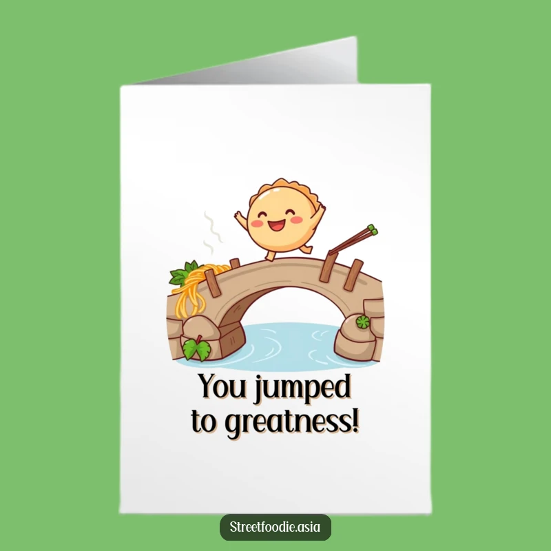 Free Printable Congrats Empanada Card: Funny Noodle Leap, Downloadable Art for Success