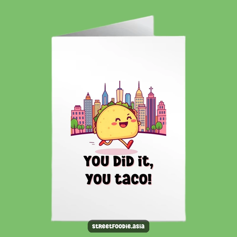 Free Printable Congrats Taco Card: Funny Sprinting Taco, Downloadable Art for Big Wins