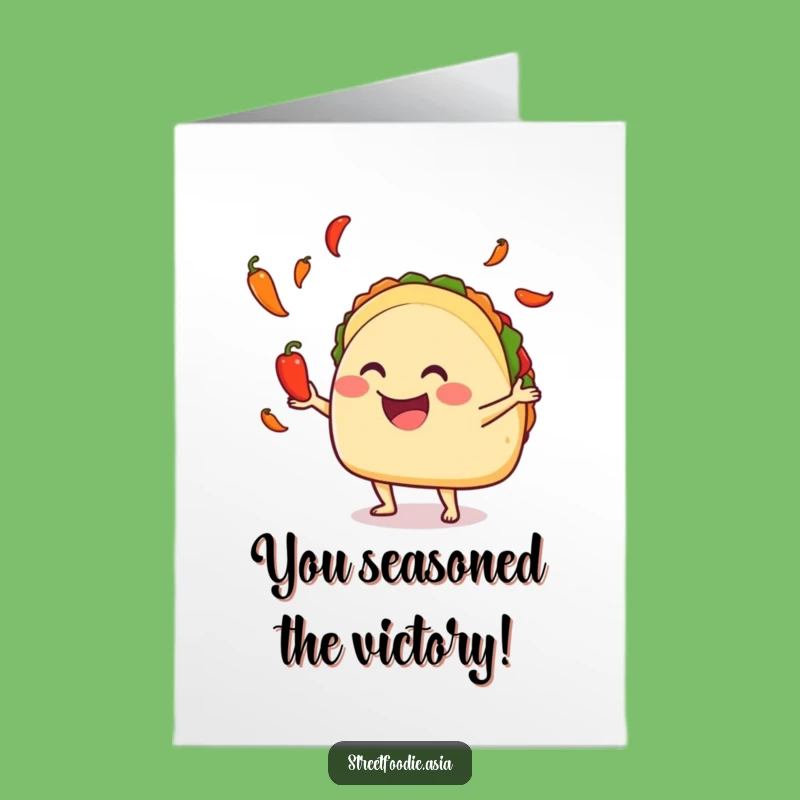 Free Printable Congratulations Card: Juggling Taco for a Fiery Downloadable Gift