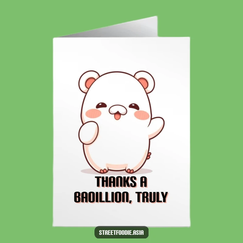 Free Printable Bao Thank You Card: Shy Waving Character Downloadable