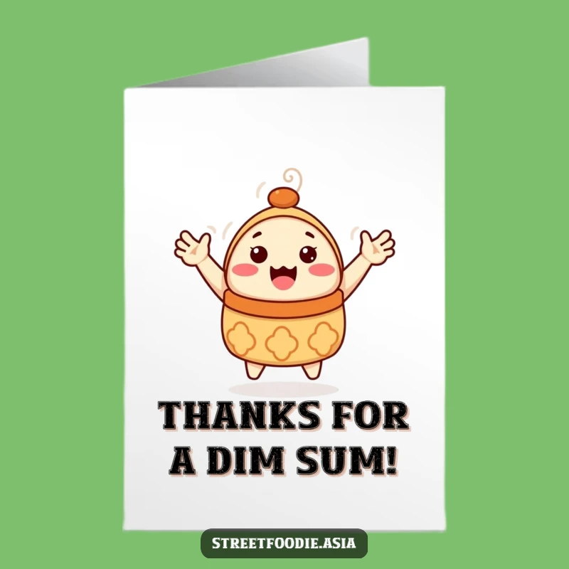 Free Printable Thank You Dim Sum Card - Funny Waving Downloadable Gift for Gratitude
