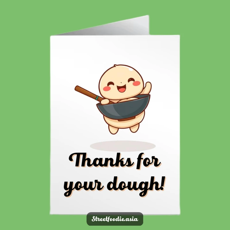 Free Printable Thank You Dumpling Card: Funny Wok Spinner, Downloadable Art for Gratitude