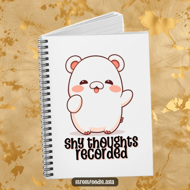 Funny Notebook featuring a shy bao character doing a cute wave, designed for note-taking with a touch of endearing humor.
