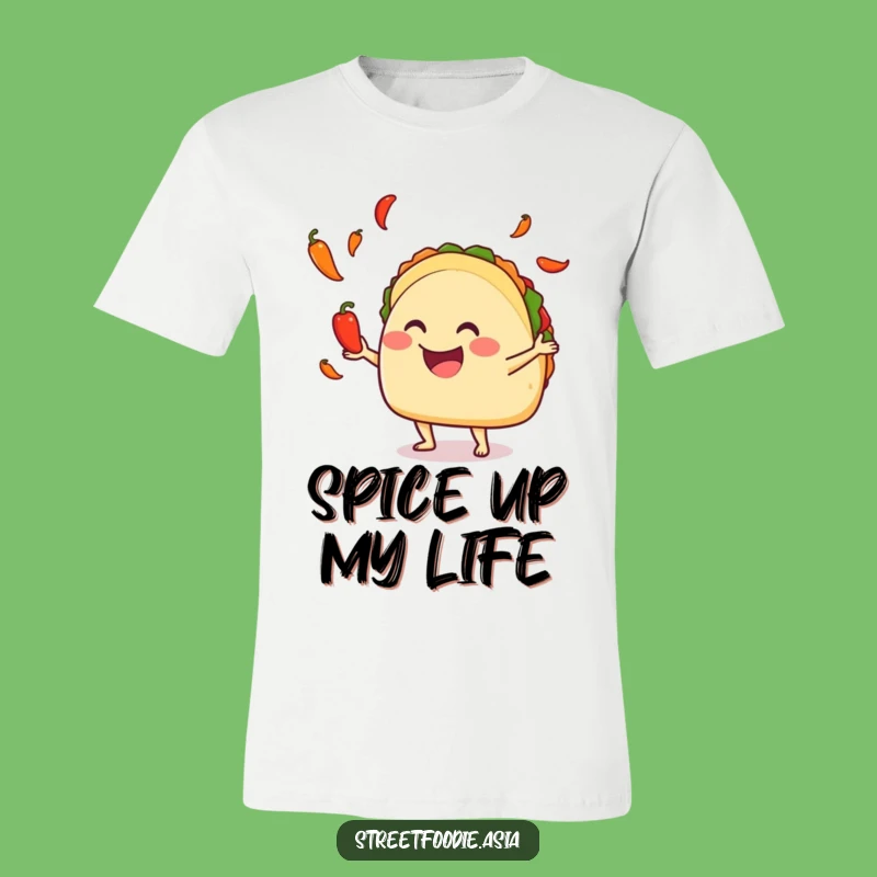 Funny Juggling Taco T-Shirt, Happy Pepper Character Tee, Hilarious Foodie Gift