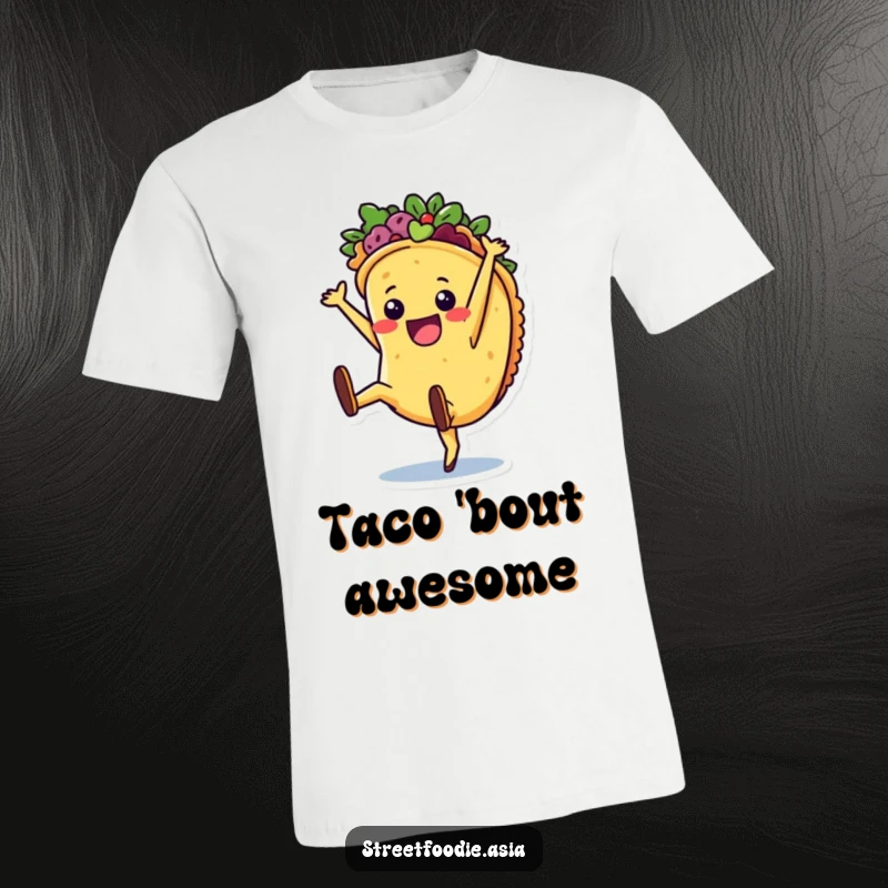 Funny T-Shirt showcasing a joyful taco character performing an energetic cartwheel, perfect for expressing playful and enthusiastic humor.