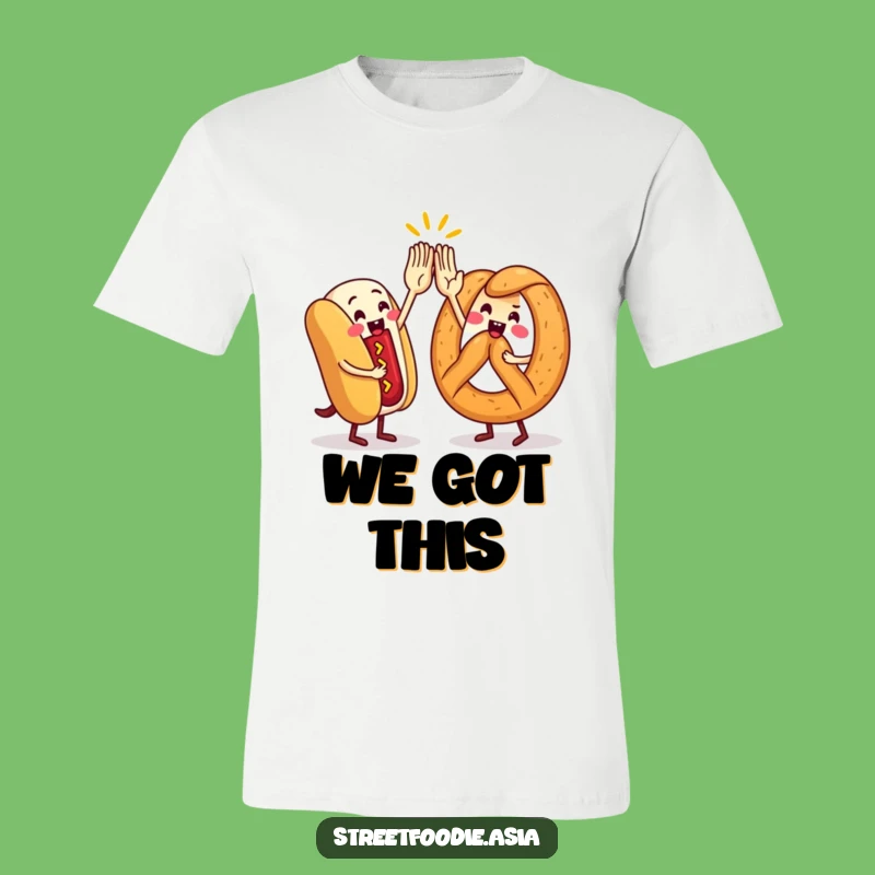 Funny Street Food High-Five T-Shirt: Wear Your Foodie Friendship Proudly